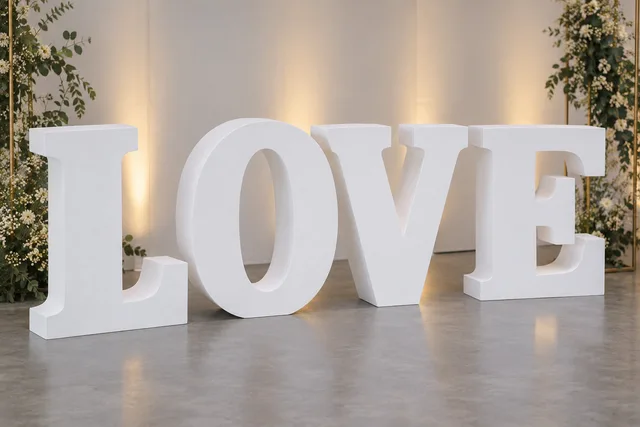 Буквы LOVE из пенопласта — акцент на стенде