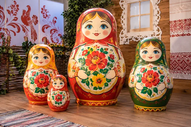 Матрёшки из пенопласта — центр тематической фотозоны