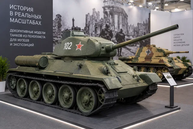 Модели танков из пенопласта — объект на выставочном стенде