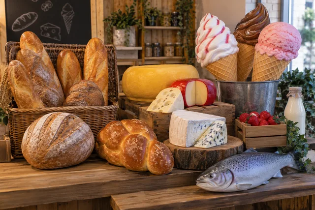 Муляжи продуктов питания из пенопласта — серия в одной палитре