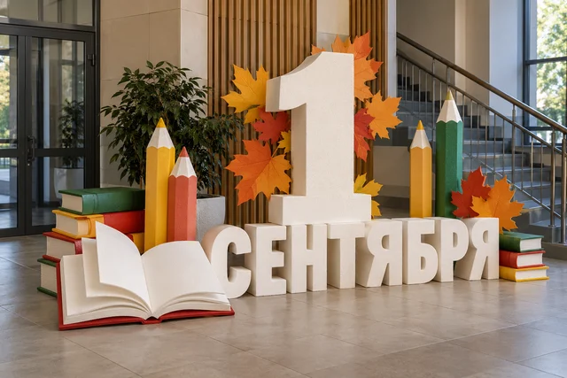 Декор из пенопласта на 1 сентября — оформление входной зоны
