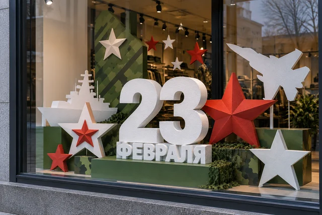 Декор из пенопласта на 23 февраля — праздничная витрина