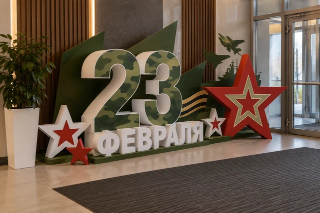 Декор из пенопласта на 23 февраля — оформление входной зоны