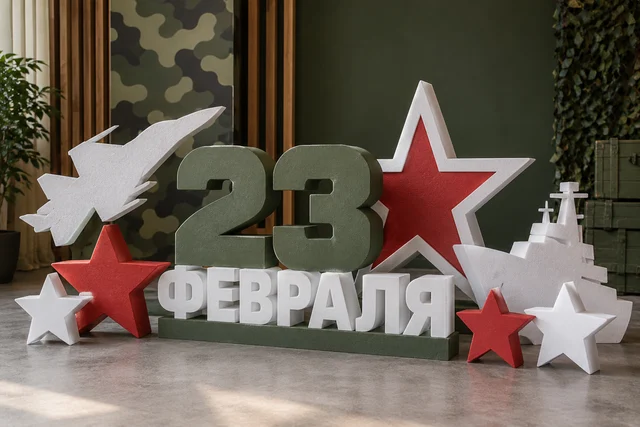 Декор из пенопласта на 23 февраля — набор для нескольких зон