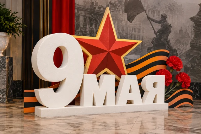 Декор из пенопласта на 9 мая — фотозона для гостей