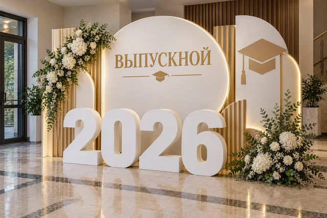 Декор из пенопласта на выпускной — оформление входной зоны