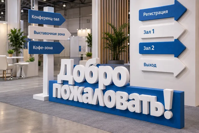 Таблички и указатели из пенопласта — оформление выставочного стенда
