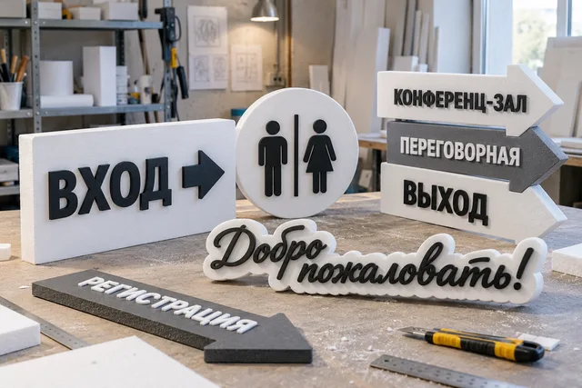 Таблички и указатели из пенопласта — серия для нескольких площадок